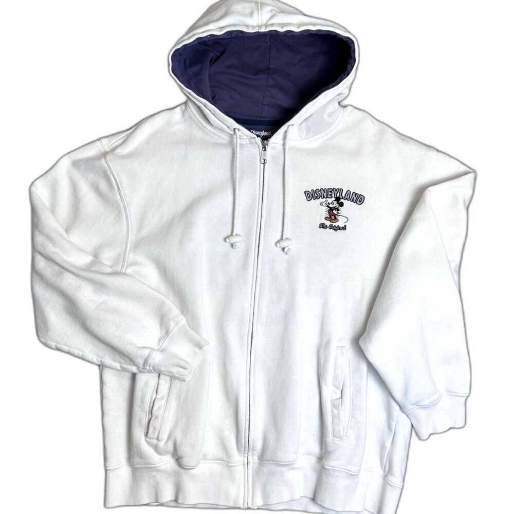 Disney Disneyland 1955 The Original Full Zip Hoodie Size Medium White Mickey